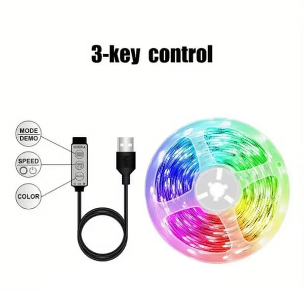 LED-strips 5050 RGB-12, med 3-knapps fjernkontroll (25 meter)[J]