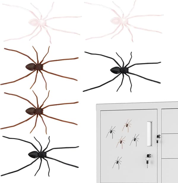 Spindelkylskåpsmagneter, set om 6, realistiska och läskiga (J)