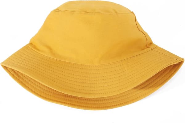 Bøttehatt Unisex Solhatt Ensfarget Menn Kvinner (Gul)