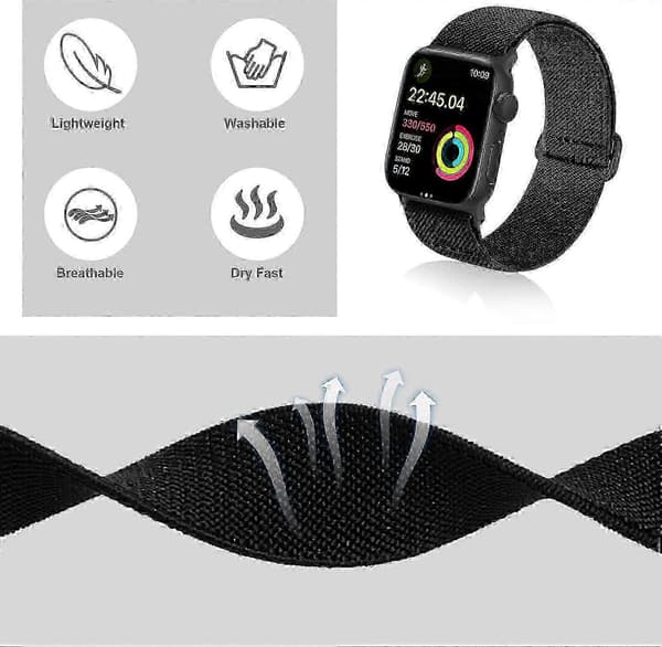 2025 Seneste Model Elastisk Ankel-/Armbånd Kompatibel med Apple Watch 49mm 46mm [XR][J]