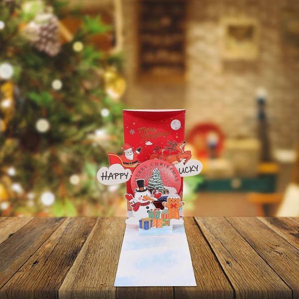 3D juletemakort for DIY rødt papir julehilsenskort[J]