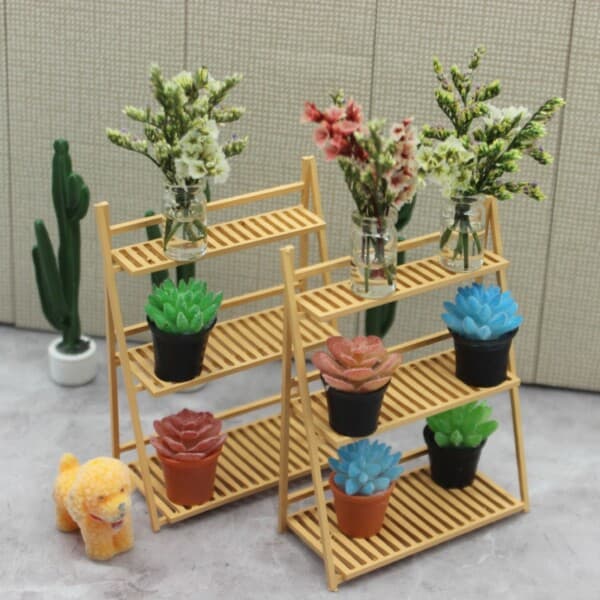 Simuleringsdockskåp Blomsterställ Display Rack Dockskåpsmöbler Tillbehör Miniatyrhylla
