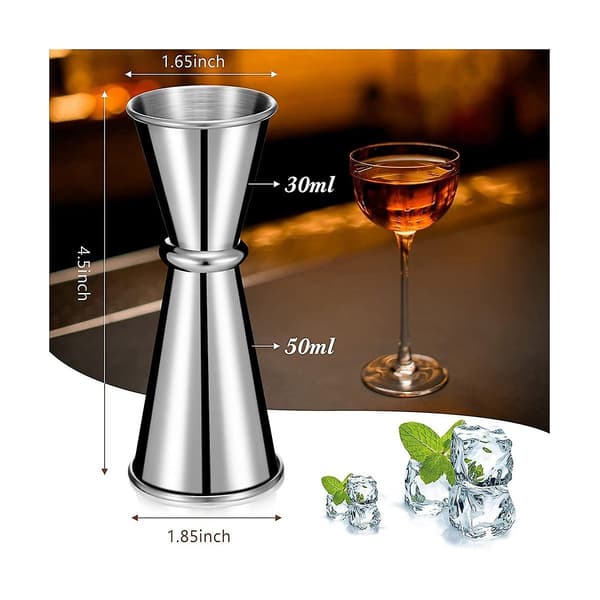 9-delt jigger for bartending, cocktailjigger 2 oz 1 oz, 304 rustfritt stål shotglass måling
