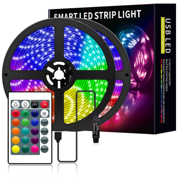 LED-strips Vanntett RGB LED-lys med 24-knapps infrarød kontroll, 2 meter