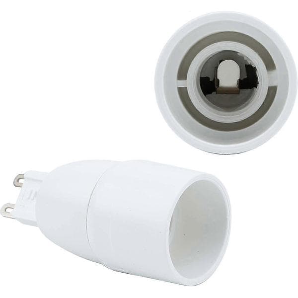 Sæt med 4 hvide G9 til E14 lampeholderadaptere - konvertere til glødelamper, LED, halogen og energibesparende lamper