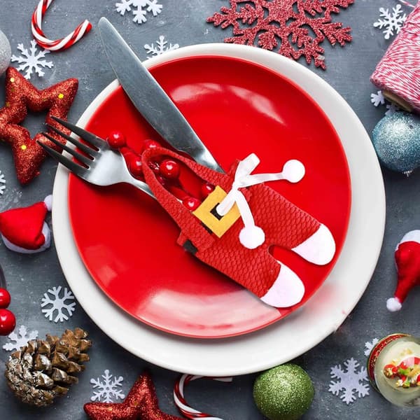 Julebestikholder (3 sæt), juleborddekoration, gaffelholder (J)