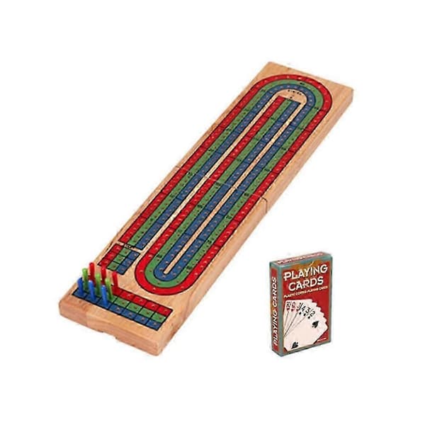 1 sæt Cribbage Board bordspil massivt træ festbrætspil bræt Cribbage kortbræt[J]