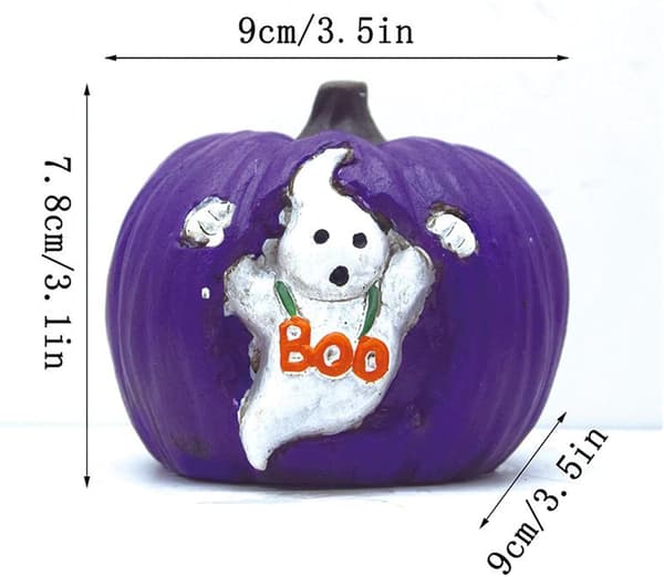 Samleobjekt Halloween-dekorasjon: skummelt gresskar, rekvisitt, spøkelsesgresskarfigur (J)