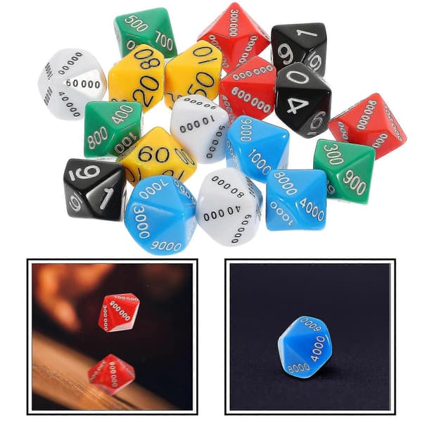18 stk. terninger til stedværdi-spil, terninger til festbrætspil, rekvisitter, plastterninger, legetøj [J]