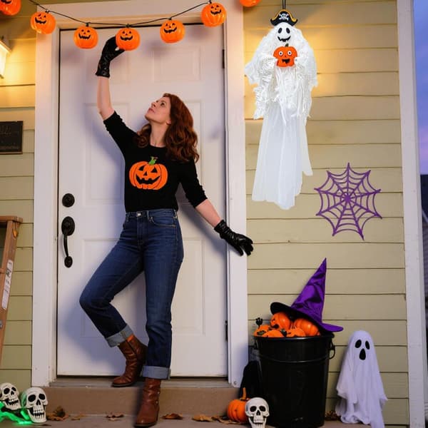 Halloween-dekorationer för julgranar, spökhus och dynamiska flytande hantverk (J)