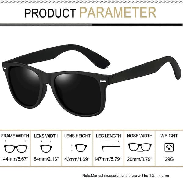 Firkantede polariserte solbriller for menn og kvinner, UV-beskyttelse, unisex [XR][J]