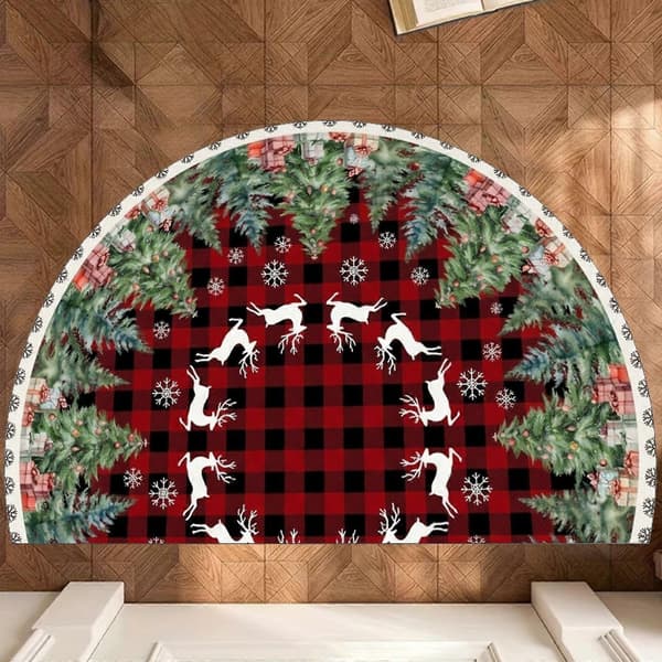 Halvcirkelformad dörrmatta med tryckt julstjärnedesign 40x60cm
