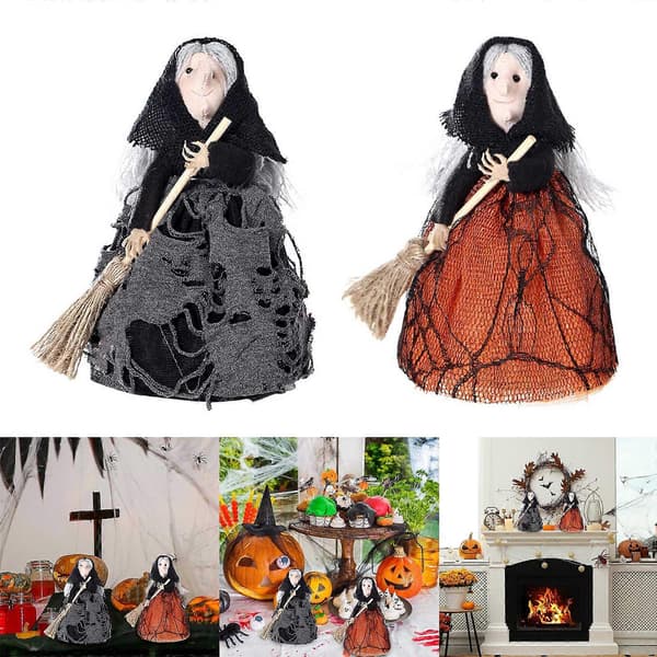 Oransje Heksekost Figur Dekorasjon 1 stk