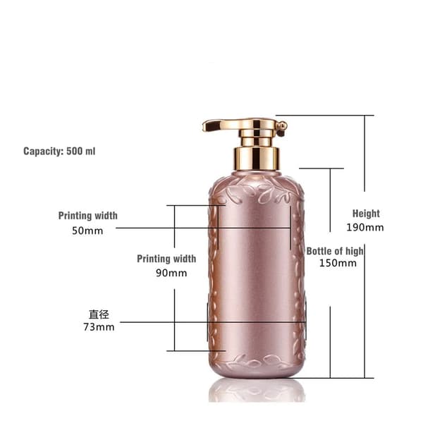 500 ml Tvålpumpflaskor 3D Lövpräglad Design Handdiskmedelsflaska För Kök/Badrum Tomma Duschlotion Schampoflaskor