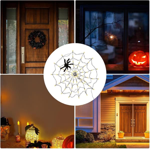 Vanntett Lysende Spindelvevdekorasjon 120 cm Halloweenfestutstyr (JJ)