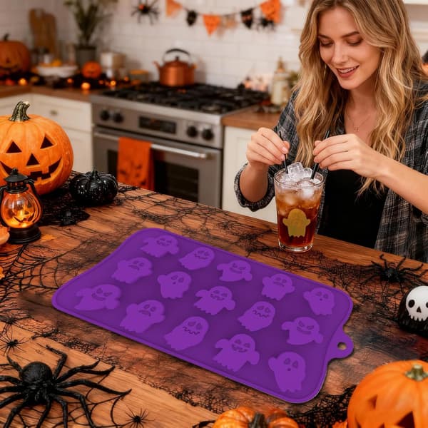 Silikoneform til Halloween – Sødt design, nem at afforme og genanvendelig (ideel til sukkerpasta) (J)