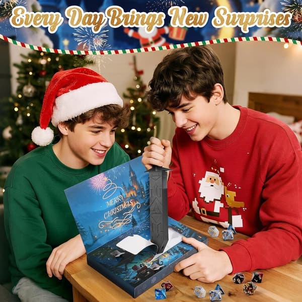 Julekalender, 24-i-1 Mysterium Terningespill, Nedtelling til Jul, Julegave til Dungeons & Dragons Rollespill (J)
