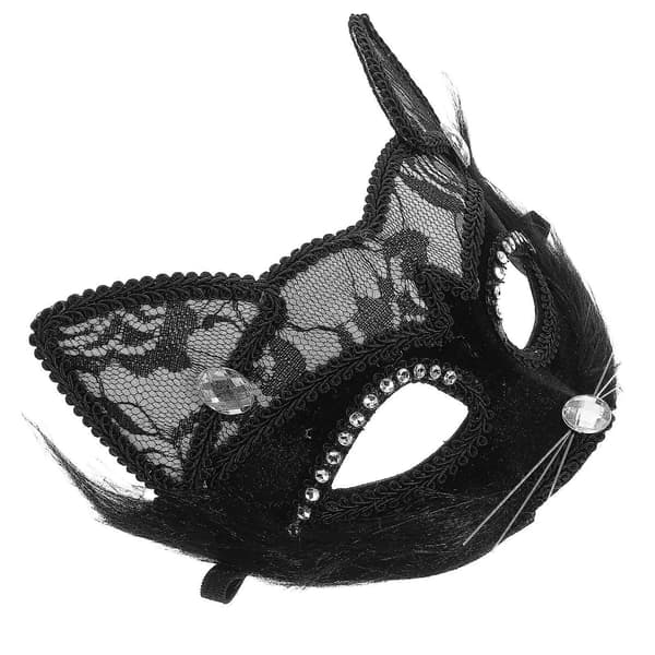 Sort blonde kattemaske til kostumemasker til voksne 1 stk. til festbrug