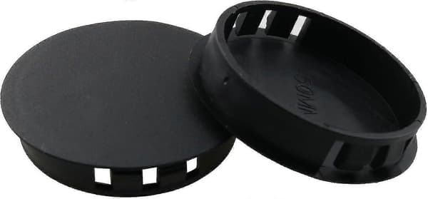 Svarta plasthålpluggar 50 mm snäpplåsande ändstycken