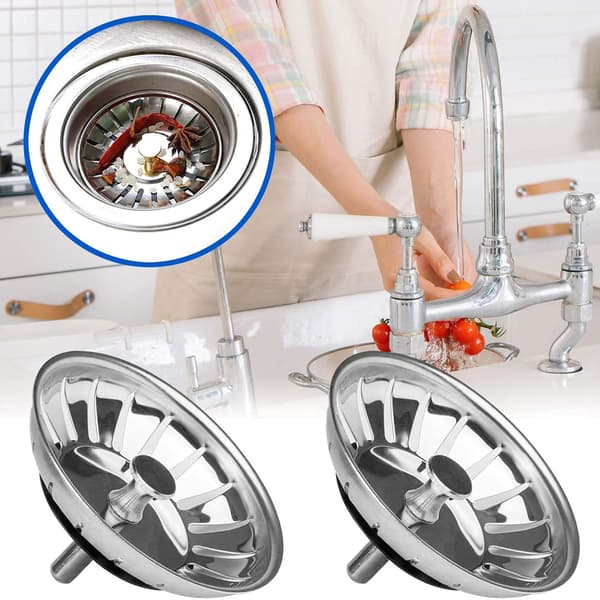 Vaskprop i rustfrit stål - 79 mm - Universal vaskprop - Vaskprop/vask - Køkkenvaskprop (2-pak)