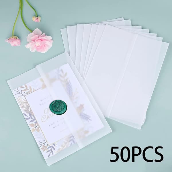 50x Inbjudningsjackor Bröllopsinbjudningar Omslag Papperskuvertfoder 18cm[J]