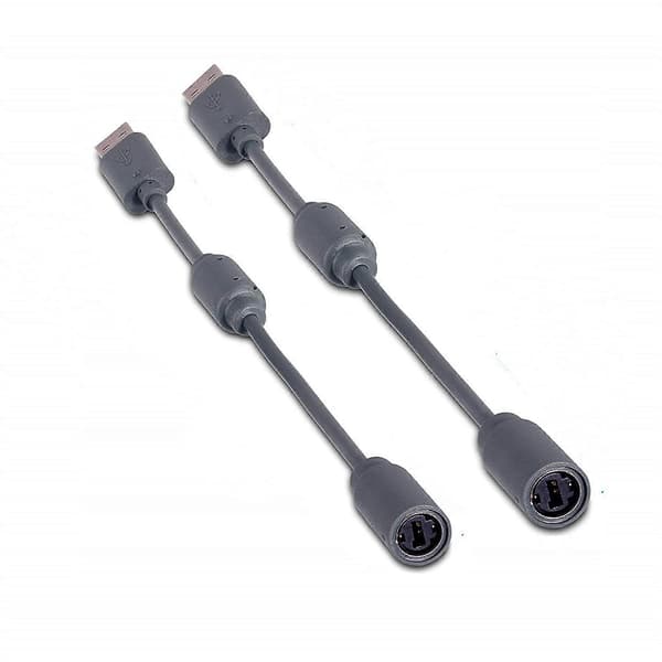 2-pak Erstatnings Dongle USB Breakaway Kabel til Xbox 360 Kablede Controllere - Mørkegrå