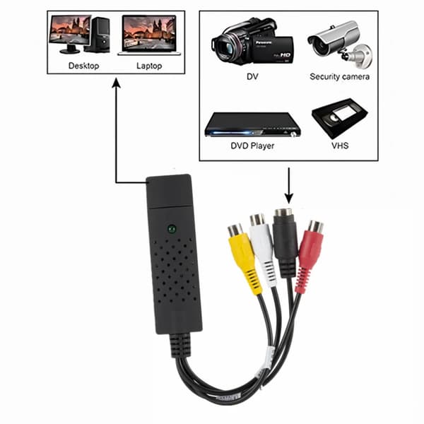 USB 2.0 VHS til DVD Konverter Konverter Analog Video til Digitalt Format Audio Video Adapter