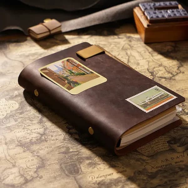Læderbind Notesbog A5/A6/A7 Budget Binder Planner til kvinder Mænd Journalføring Brun - A7