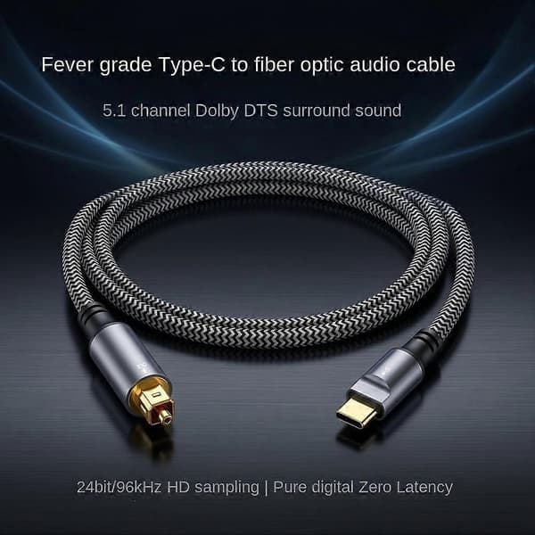 USB-C till optisk ljudkabel Typ-C till SPDIF Toslink 96KHz 24Bit Stöder digitalt ljudutgång för USB C till DAC/förstärkare[J]