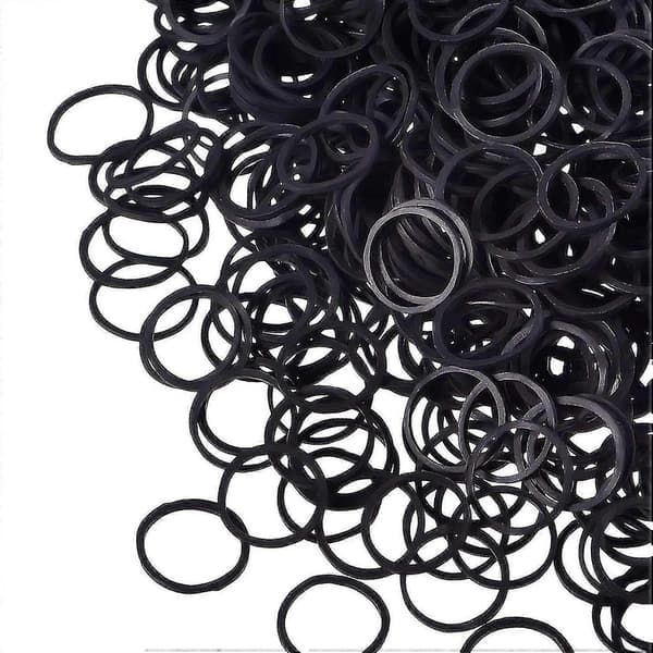 Mini gummiband svarta mjuka elastiska band för barnhår, flätor, bröllopsfrisyr och mer (förpackning med 1000)