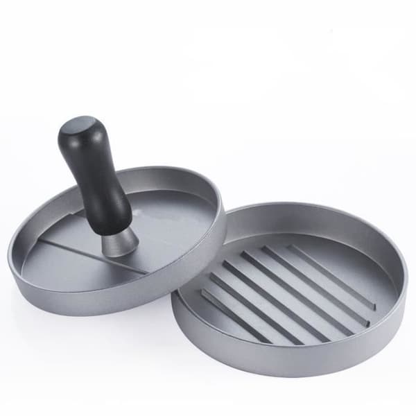 Hamburgerpress för köttfärs + 100 vaxpapper - 11,5 cm diameter, non-stick aluminium