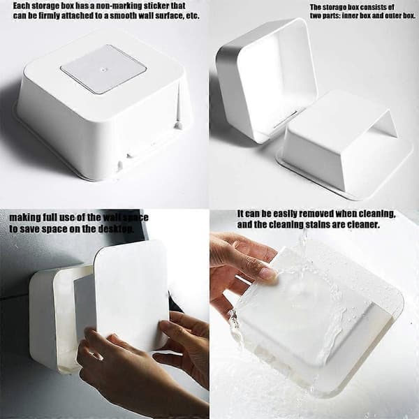 Qtip Holder Veggmontering, Oppbevaringsboks for Bomullspinner, for Bomullsballer, Bomullspinner, Q-Tips, Bomullsrunder, Oppbevaringsbeholder for Sminkepads[J]