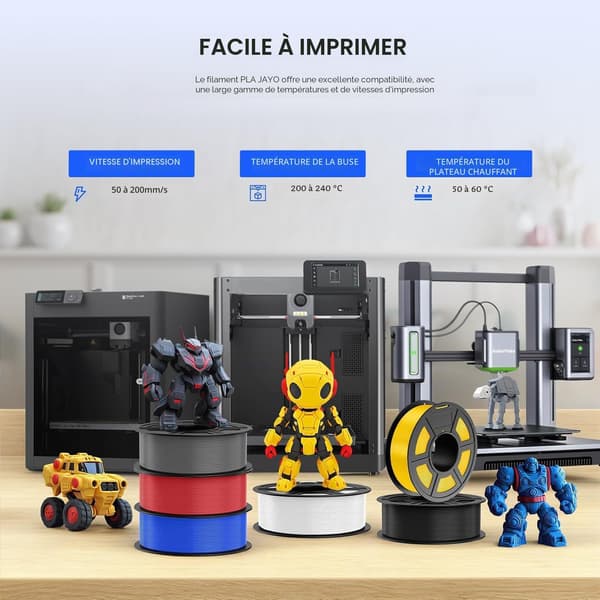 PLA-filament, 1,75 mm, dimensionsnøjagtighed ±0,02 mm, egnet til de fleste FDM 3D-printere, sort Black