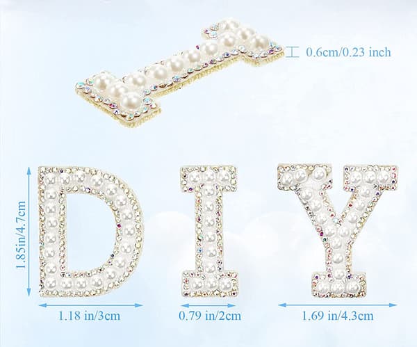 Perle- og Rhinestone Diamant 26 Engelske Bogstaver Stofmærke Sæt