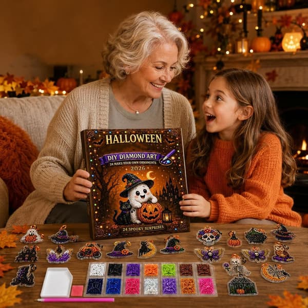 Halloween 2026 Nedräkningskalender – Stenmålningskit med Spökhänge (J)