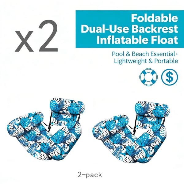 Uppblåsbar flytstol 2-pack flythammock, vattenloungestol (blå)