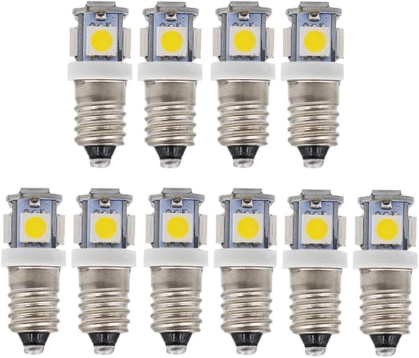 10 kpl E10 6V LED-lamppuja 5SMD 0,5W 50LM (Lämmin valkoinen)