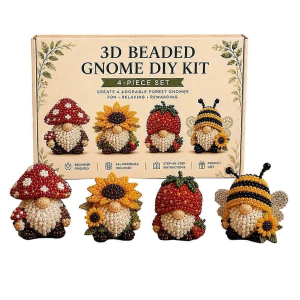Litet 3D-pärldjur DIY-kit, Litet 3D-pärldekorationskit, Kreativt 4-pack DIY-goblinpärlkit[J] A