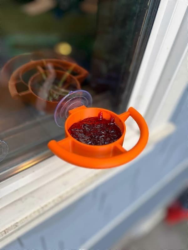 Fuglefoderhus Vindues sugekopholder til frø, gelé eller fuglefoder udendørs, klart udsyn udendørs fuglefoderhus til vindueskigning 2PCS