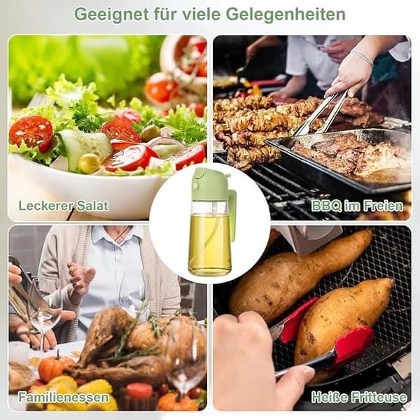 Oliesprøjte - Ikke specificeret - 470 ML - 2 i 1 - Grøn - PP og Glas Green