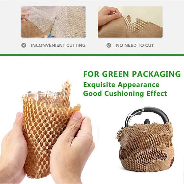 4 rullar återvunnet packpapper 12 tum x 33 fot eko bikakepapper för flyttförpackning återvinningsbart dämpningsmaterial Brown