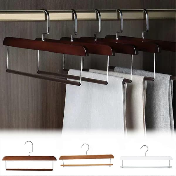 Træbuksebøjler med stærk stang til jakkebukser 5pcs 35cm Flocking