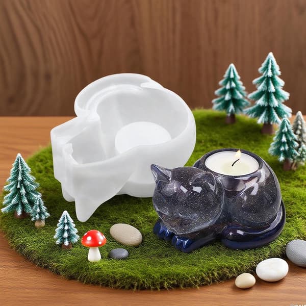 Silikone lysform, kreativ katteform, DIY silikone katte lysform (J)