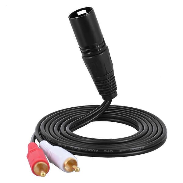 1,5 m/5 ft Stereo Audio Splitter Patch Y-kabelledning 1 XLR Han til 2 RCA Hanstik