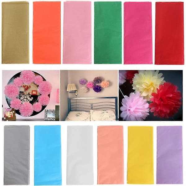 Silkespapper julklappsinslagning presentförpackningsmaterial ark silkespapper för blommor seda papel gör-det-själv rullpapper[J] rose red