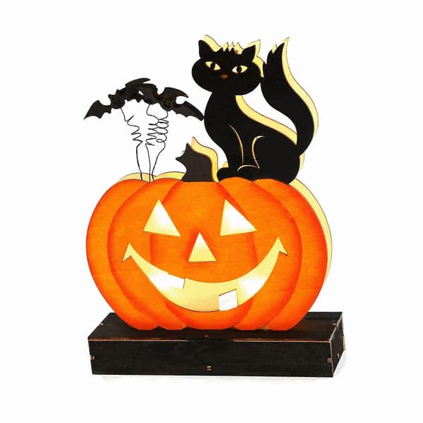 Halloween Träpumpa Ornament Set om 6