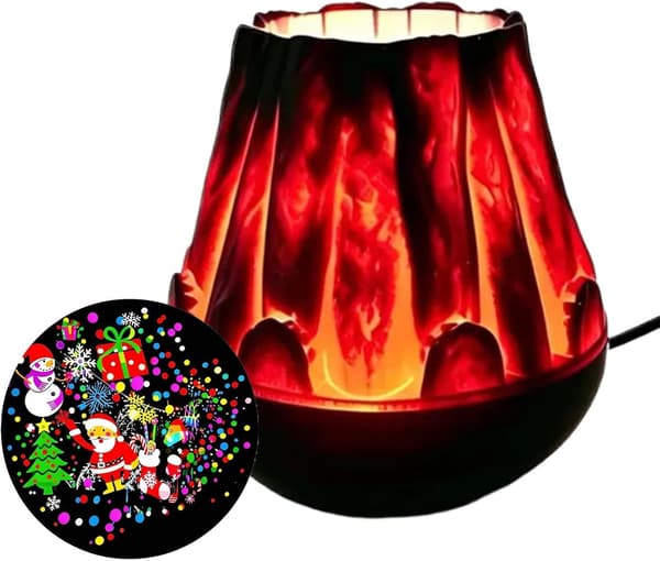 Julprojektor med snöflingemönster och flameffekt – USB-driven version (J)
