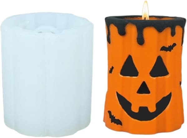 Non-stick glat silikone Halloween græskar lysform til håndværk, sæbe- og chokoladefremstilling (J)