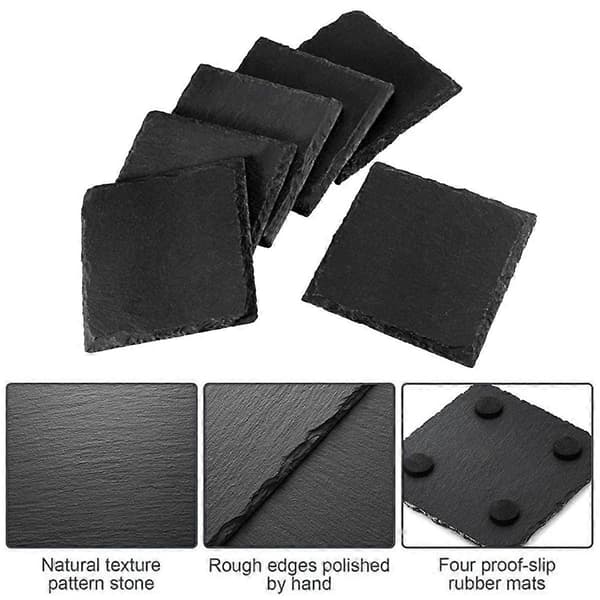 Fläcktåligt och graveringsvänligt underlägg i rustik skiffer 12pcs/box Conventional size