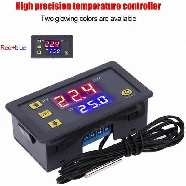 Digital Display Termostatmodul Mikro Temperaturkontrollkort (Röd-Blå 12V)[J]